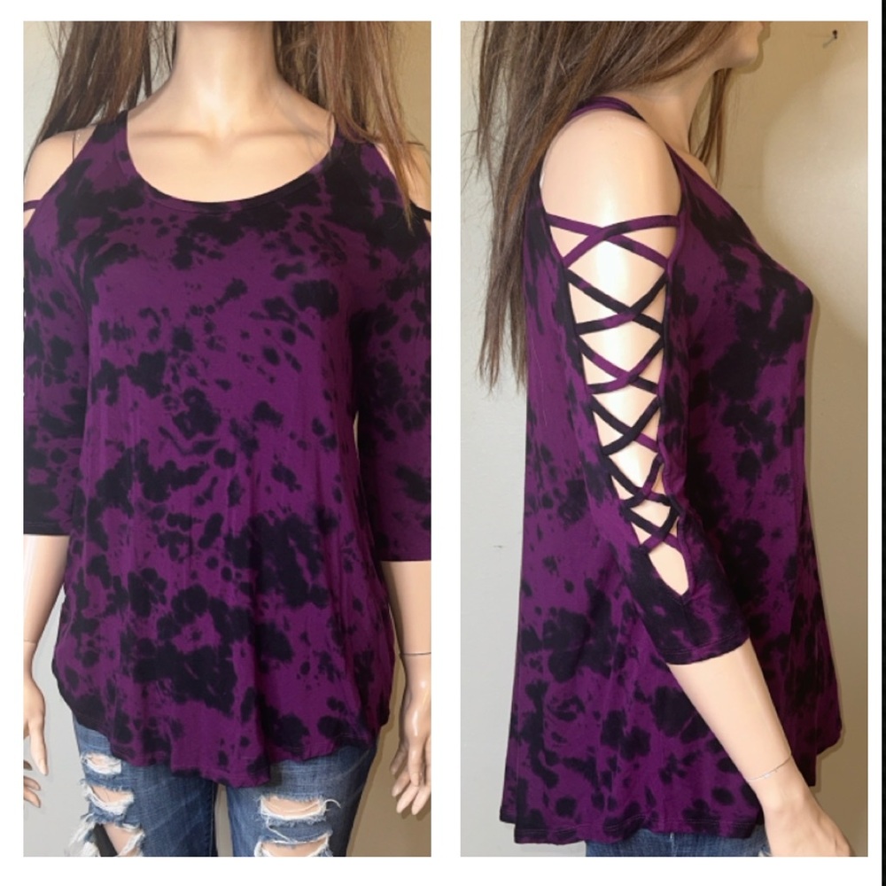 Torrid Purple and Black Acid Women's Cold Shoulder